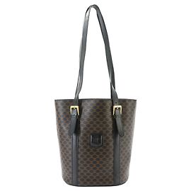 Céline Bolsa Tote Celine Macadam Marrom Preto