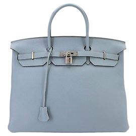 Hermès Sac à main Hermes Birkin 40 Togo Blue Lin Bleu
