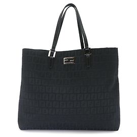 Sac à main cabas Fendi Zucchino Black Noir