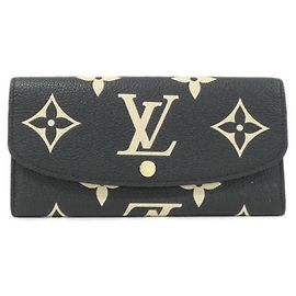Louis Vuitton Bicolor Monogram Empreinte Portefeuille Emilie Wallet Preto Bege