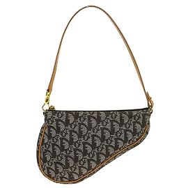 Christian Dior Vintage Saddle Bag Canvas Brown