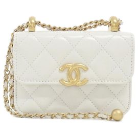 Monedero Chanel de piel de becerro blanca Blanco