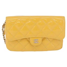 Chanel Timeless - Classic Double Flap Quilted Patent Small Amarillo