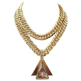 Autre Marque Colar de corrente grossa em tom dourado com pendente de cristal Joan Collins Collection Dourado