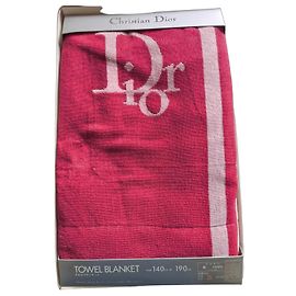 Manta Toalla de Rizo Vintage Christian Dior Blanco Roja