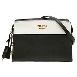 Borsa a tracolla Prada Esplanade Nero Bianco