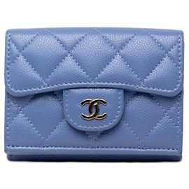 Chanel Coco Mark Matelassé Tri-fold Wallet Blue