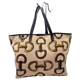 Saco Tote Gucci Bamboo Horsebit Marrom Rosa Bege
