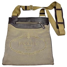 Borsa a tracolla Prada in tela jacquard Marrone Beige