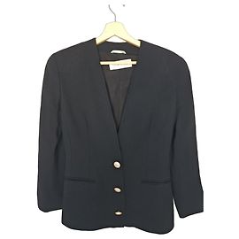 Max Mara Schwarzer Blazer mit Perlmuttknöpfen Schwarz