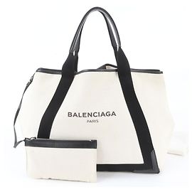 Saco Cabas Balenciaga Navy com bolsa Branco