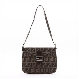 Borsa a tracolla Fendi Zucca Mamma Bucket in pelle e canvas Marrone