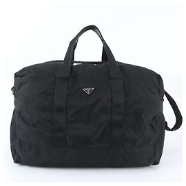 Bolsa Boston 2-Way Prada Tessuto Nylon com logótipo triangular Preto