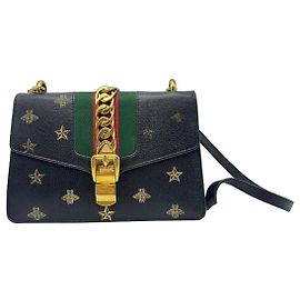 Bolsa de Ombro Gucci Sylvie Bee and Star Preto