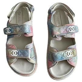 Chanel multicolored quilted leather sandals Multiple colors