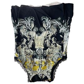 Top in seta e pizzo Roberto Cavalli Nero Bianco Multicolore Giallo