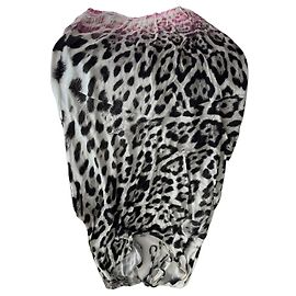 Roberto Cavalli Robe longue léopard Noir Rose Blanc Imprimé léopard