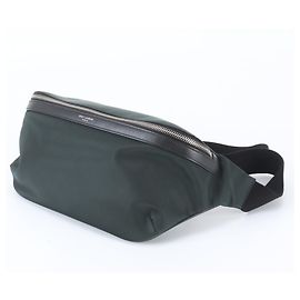 Borsa a tracolla in pelle e nylon Saint Laurent Nero Verde Cachi