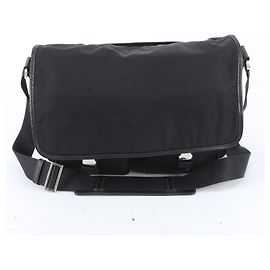 Prada Tessuto Nylon Leather Shoulder Bag Black