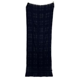 Hermès Stola Hermes Navy in Cashmere x Seta a Quadri Blu navy