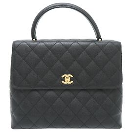 Bolsa Chanel em couro de bezerro granulado preto Preto
