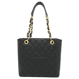 Chanel Black Grained Calfskin Tote Bag Black