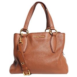 Miu Miu Bolsa 2way em couro castanho Marrom
