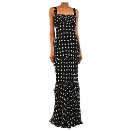 Autre Marque Vestido maxi de bolinhas preto e branco - size UK 8 Preto