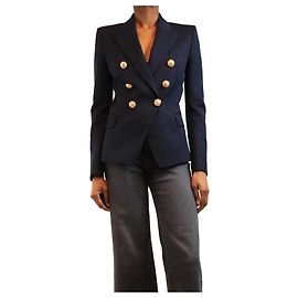 Balmain Navy double-breasted blazer - size UK 8 Blue