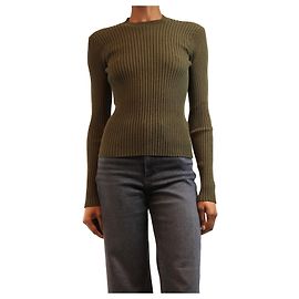 Bottega Veneta Geripptes Strickoberteil khaki - size S Grün