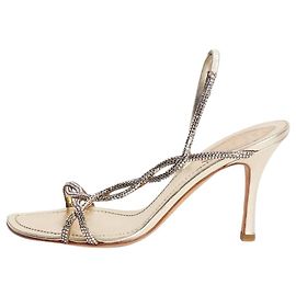 Rene Caovilla Gold sparkly embellished sandal heels - size EU 38.5 Golden