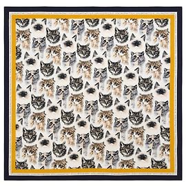 Stella Mc Cartney Lenço de seda multicolorido com estampado de gato Multicor