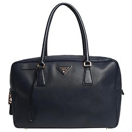 Prada Bolsa de couro Saffiano Lux azul marinho Azul marinho