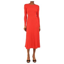 Veronica Beard Geripptes Langarmkleid in Blood Orange - size S Orange
