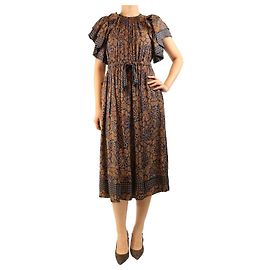 Ulla Johnson Robe midi en mélange de soie bleue - size UK 8 Bleu