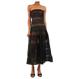 Self portrait Robe bustier en broderie anglaise noire - size UK 6 Noir