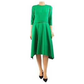 Oscar de la Renta Grünes Midi-Kleid mit Gürtel - size UK 10 Grün