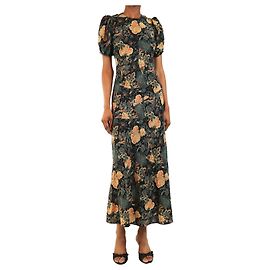 Ulla Johnson Robe en soie à imprimé floral noir - size UK 8 Noir