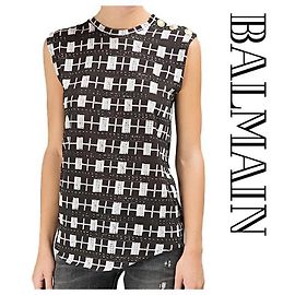 Balmain Top sem mangas com xale e botões dourados Multicor