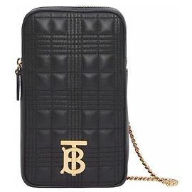Burberry Bolsa para telemóvel Lola em pele de cordeiro acolchoada Preto