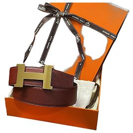 Hermès Cintura reversibile classica larga Gold Nero e Borgogna Multicolore