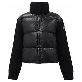 Moncler Casaco cardigan acolchoado em malha de lã e cashmere Preto