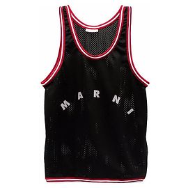 Marni Logo Printed Mesh Shopper Bag Red
