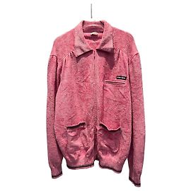 Miu Miu Chaqueta con cremallera de terciopelo Logo para mujer Rosa Rosa