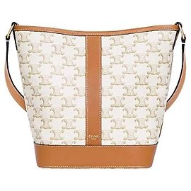 Céline Small Bucket Trionf Canvas Calfskin Naranja