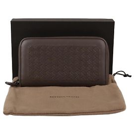 Bottega Veneta Dark Brown Intrecciato Long Wallet Brown