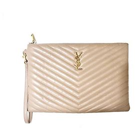 Saint Laurent Clutch Monogram New Medium Marrom