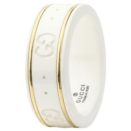 Gucci Yellow Gold Ceramic Iconic Ring Size Yellow