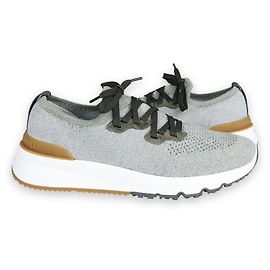 Brunello Cucinelli Strick-Sneaker Low für Herren (Gray/Green) Braun