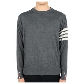 Thom Browne Men's Diagonal Cuff Classic Wool Knit (Gray) stamp: Brown